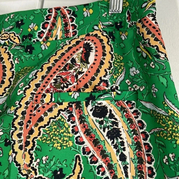 Zara High Waisted Wide Leg Bohemian Paisley Print Pants Green Multicolor Size L - Picture 9 of 13